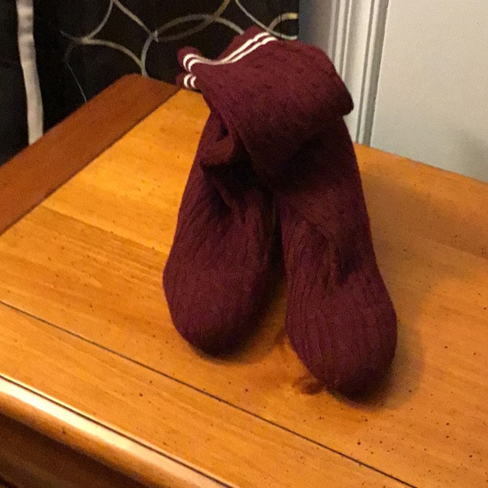 Burgundy material boots